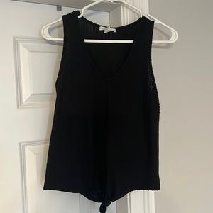 Juniors black sleeveless bottom tie top small